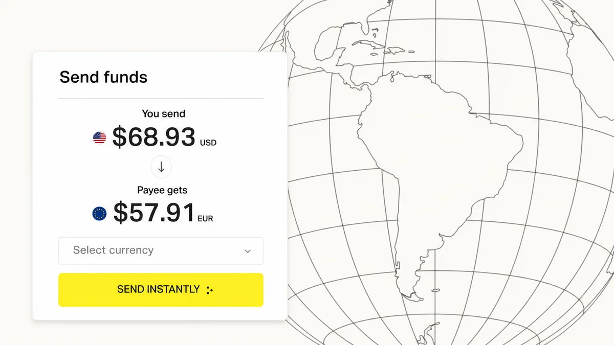 Dots payout platform interface showing global payment rails including Venmo, ACH, Cash App, USDC, and more